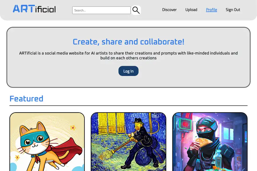 ARTificial website preview