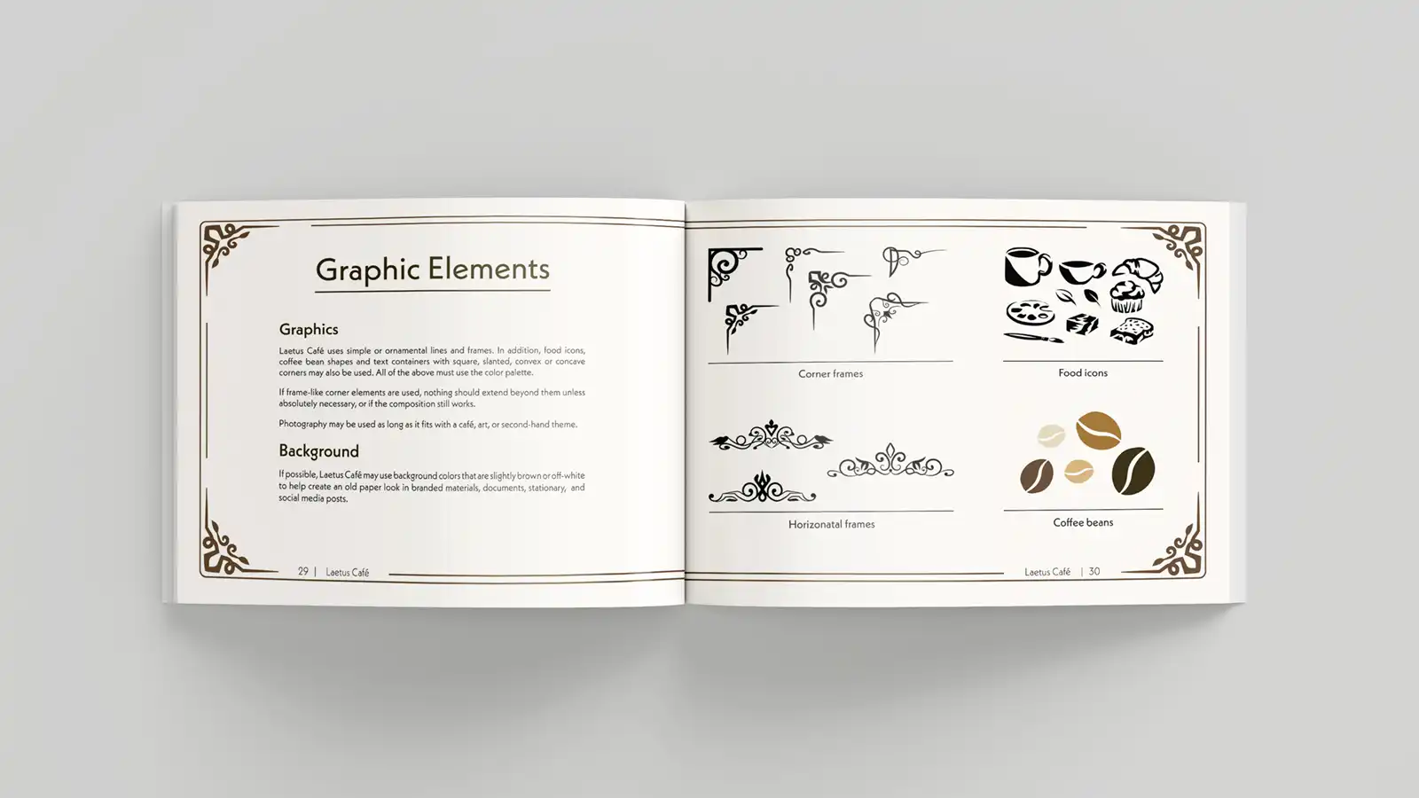 Laetus Café brand guide visual identity spread 2