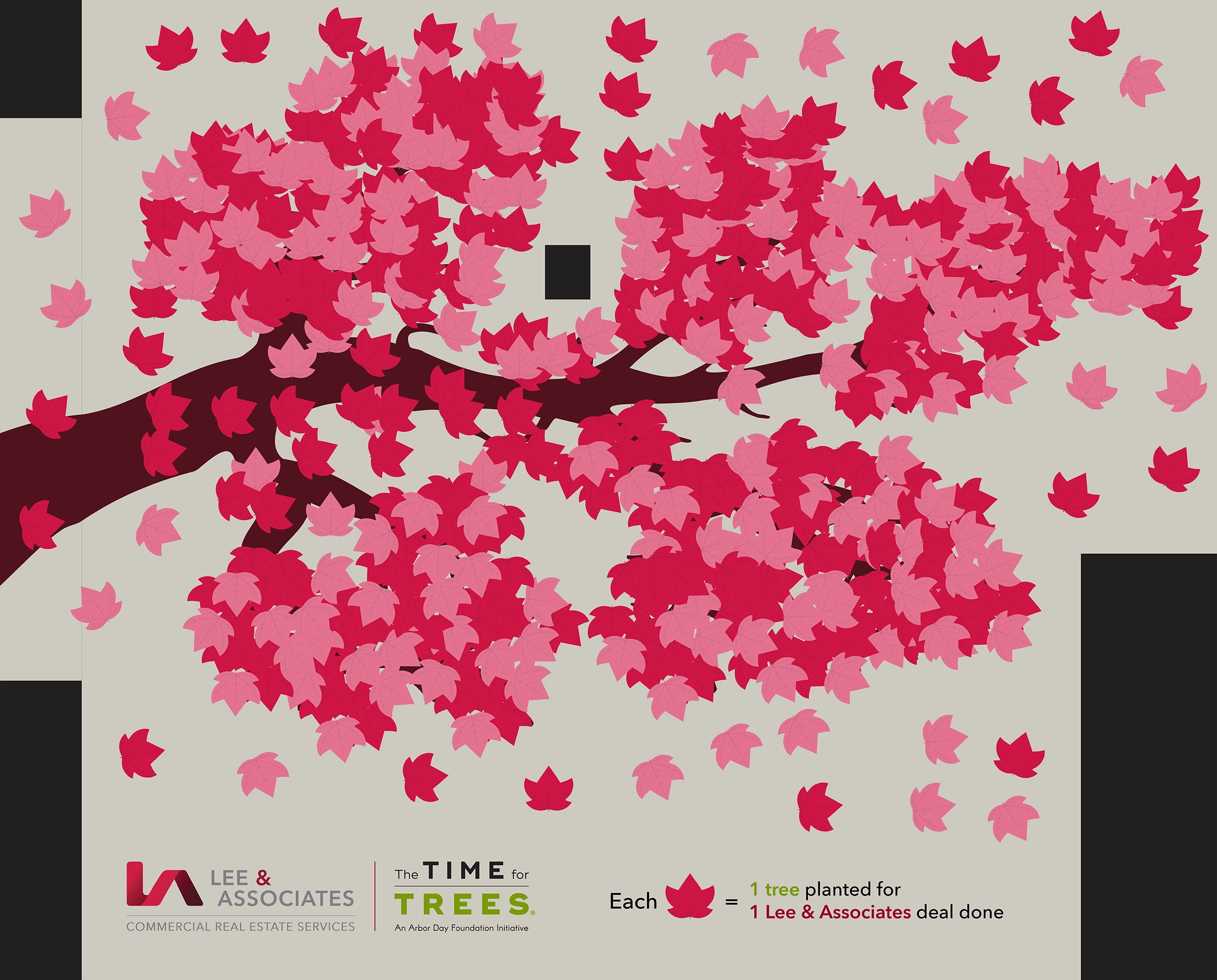 Wall graphic after 500 commercial deals done, can start all over with different leaf design if too full