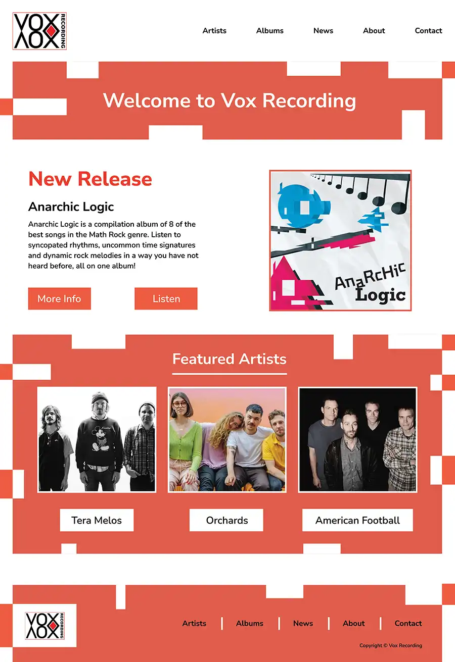 Vox Recording website home page